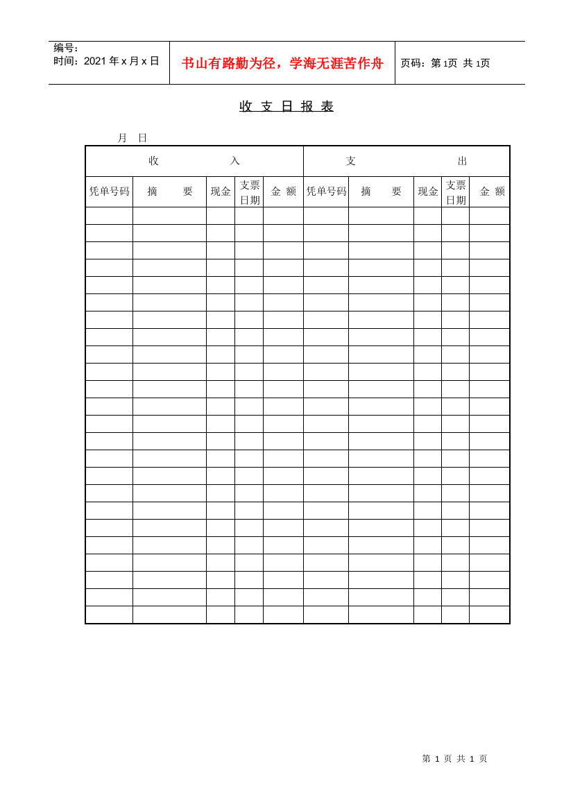 收支日报表