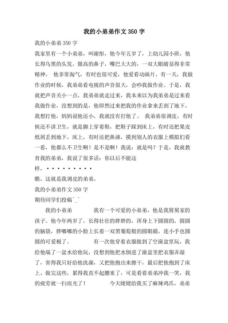 我的小弟弟作文350字