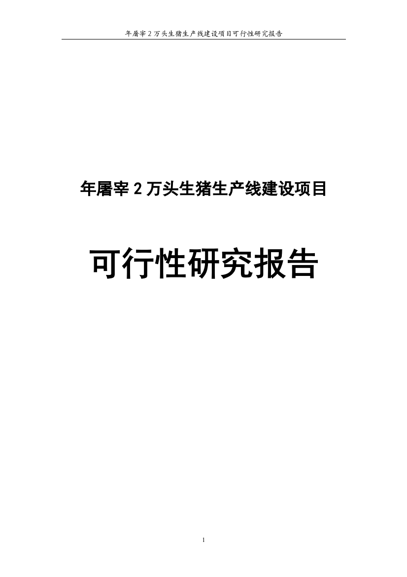 年屠宰2万头生猪项目可行性研究报告