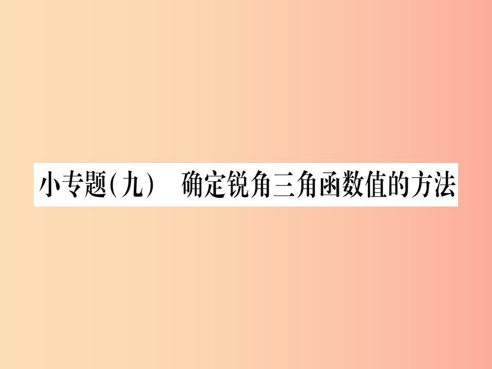 2019秋九年级数学上册小专题9确定锐角三角函数值的方法作业课件新版沪科版