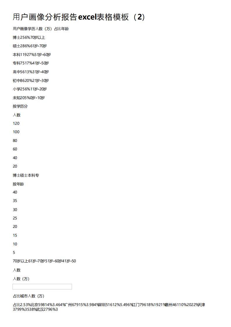 用户画像分析报告excel表格模板