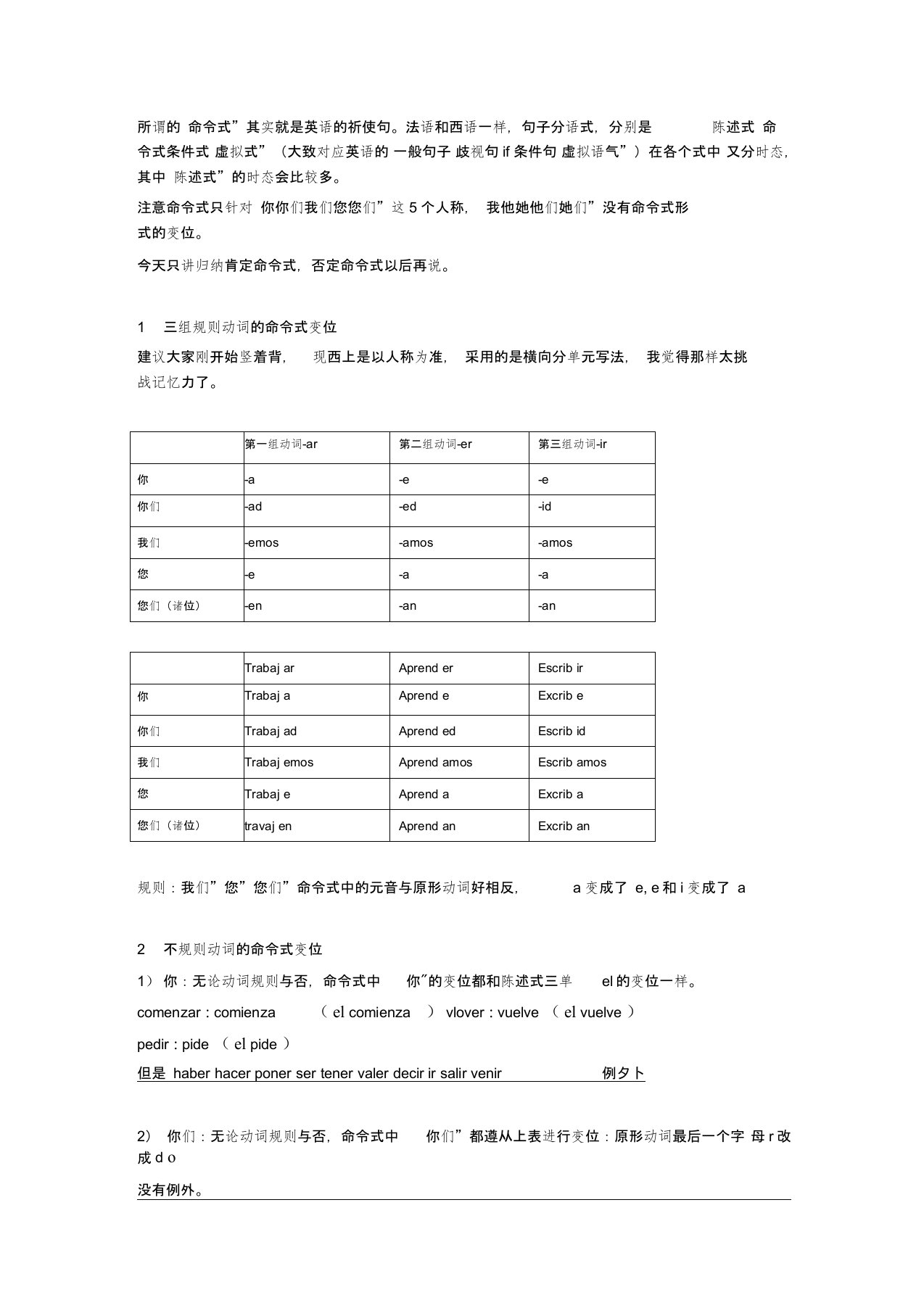 (完整版)西班牙语肯定命令式大总结