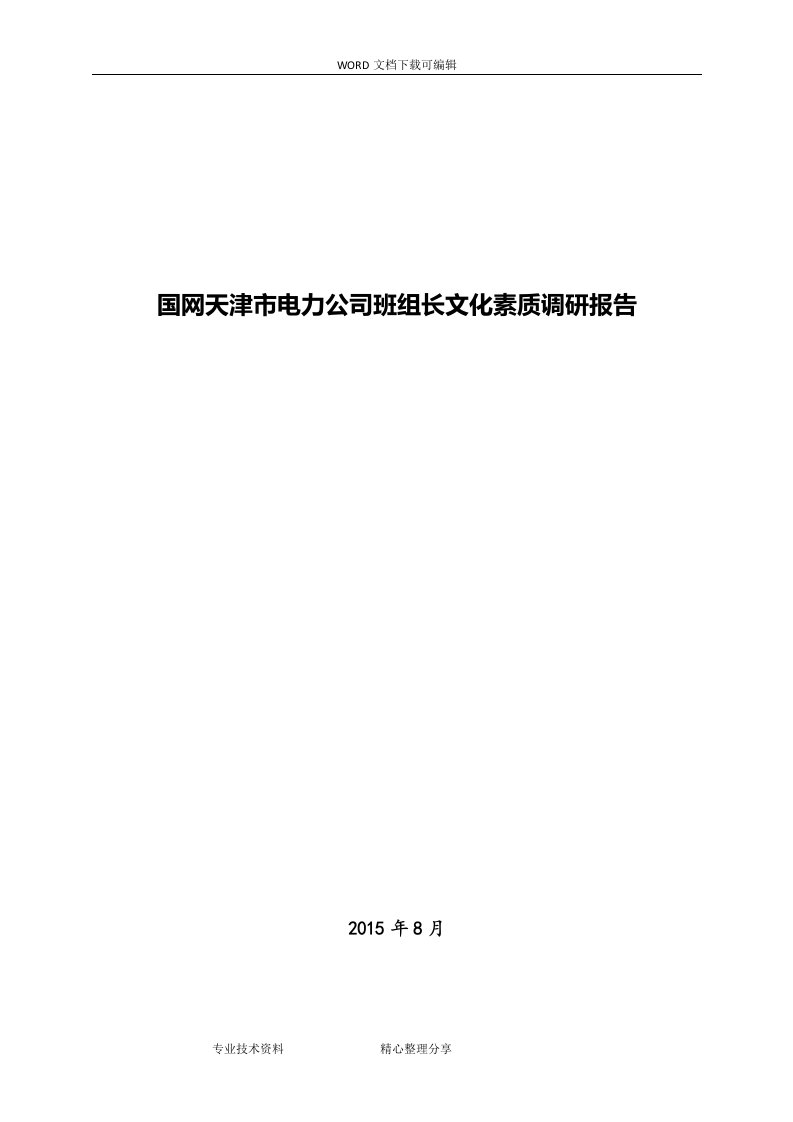 天津电力公司班组长文化素质调查研究报告