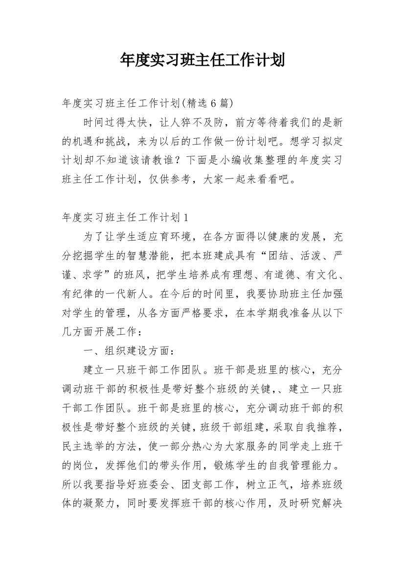 年度实习班主任工作计划_10