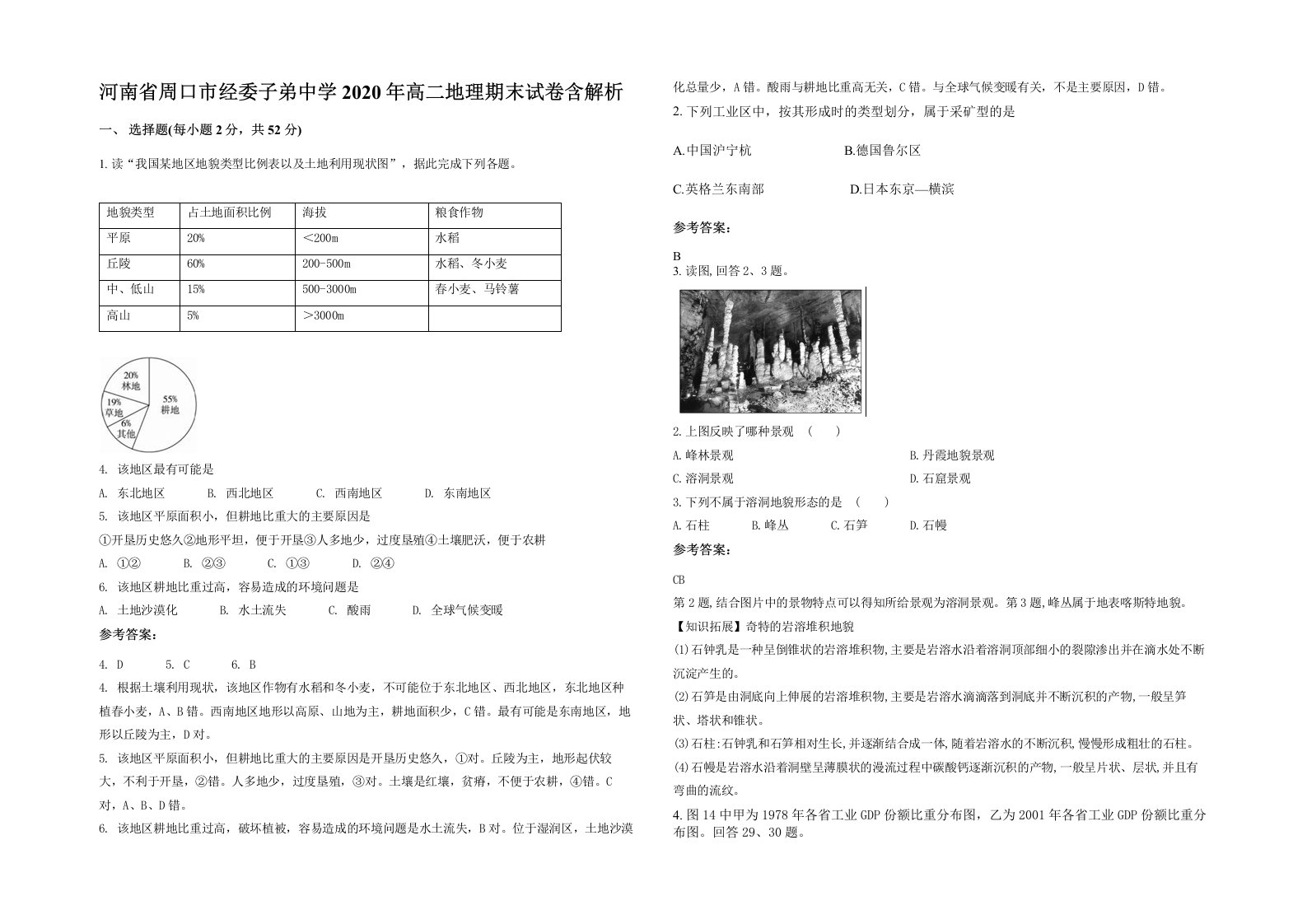 河南省周口市经委子弟中学2020年高二地理期末试卷含解析