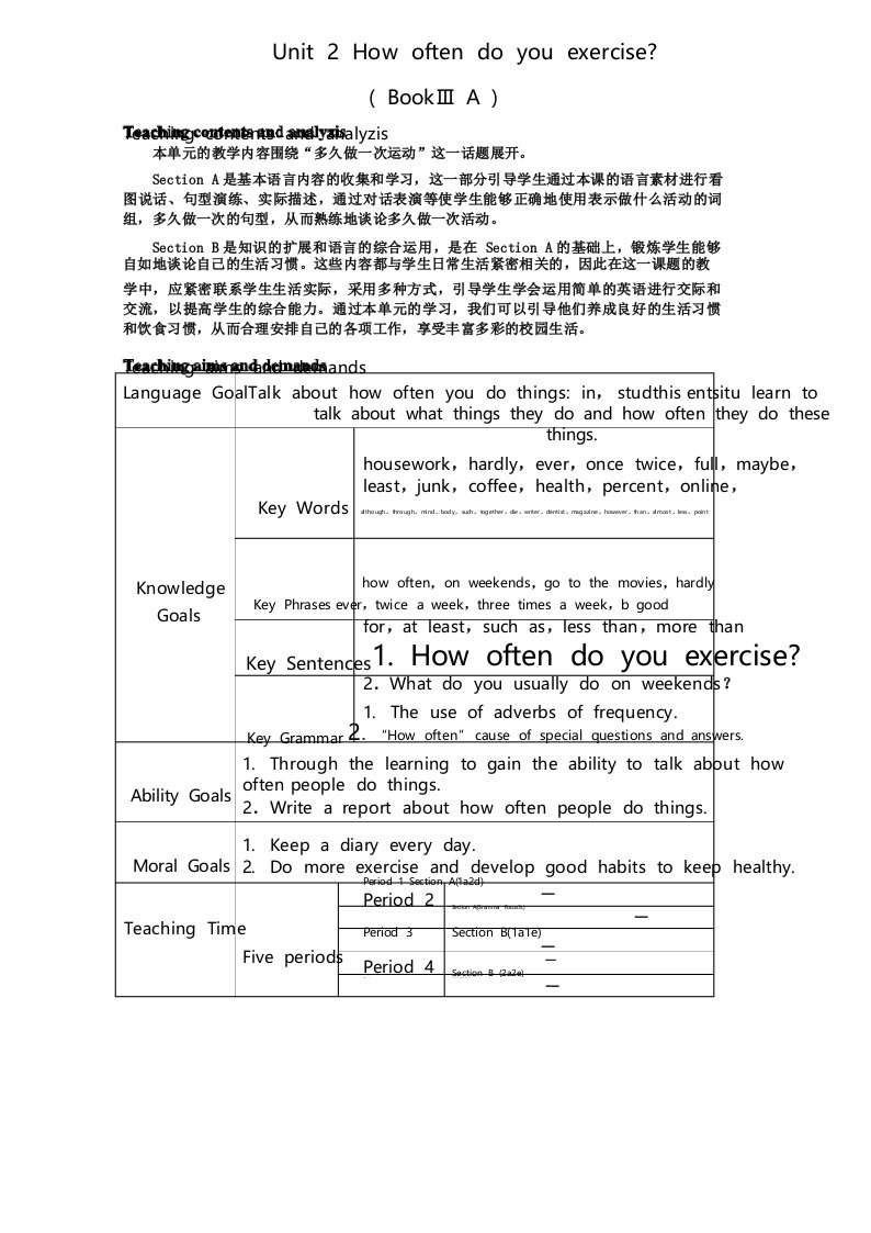 人教版新目标八年级英语上册Unit2精品教案