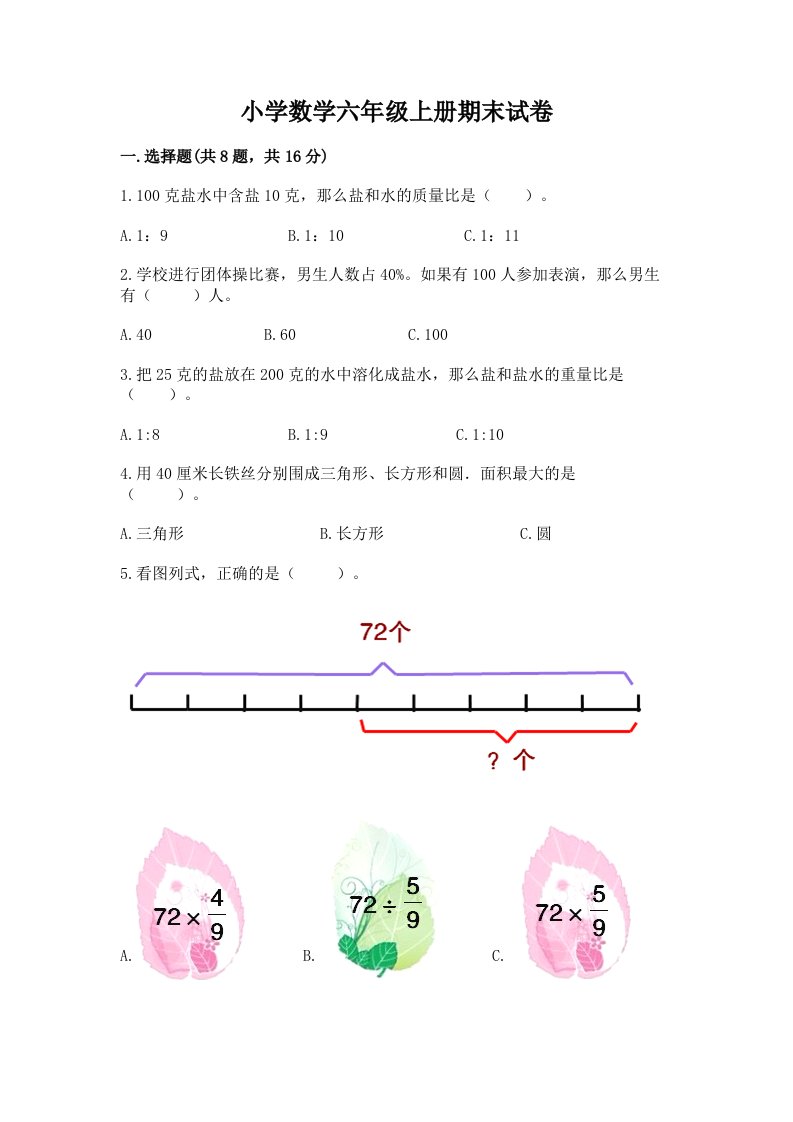 小学数学六年级上册期末试卷精品【突破训练】