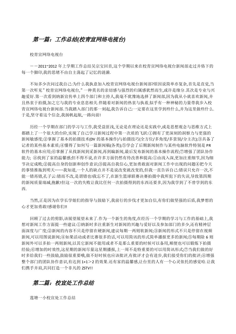 工作总结(校青宣网络电视台)[修改版]