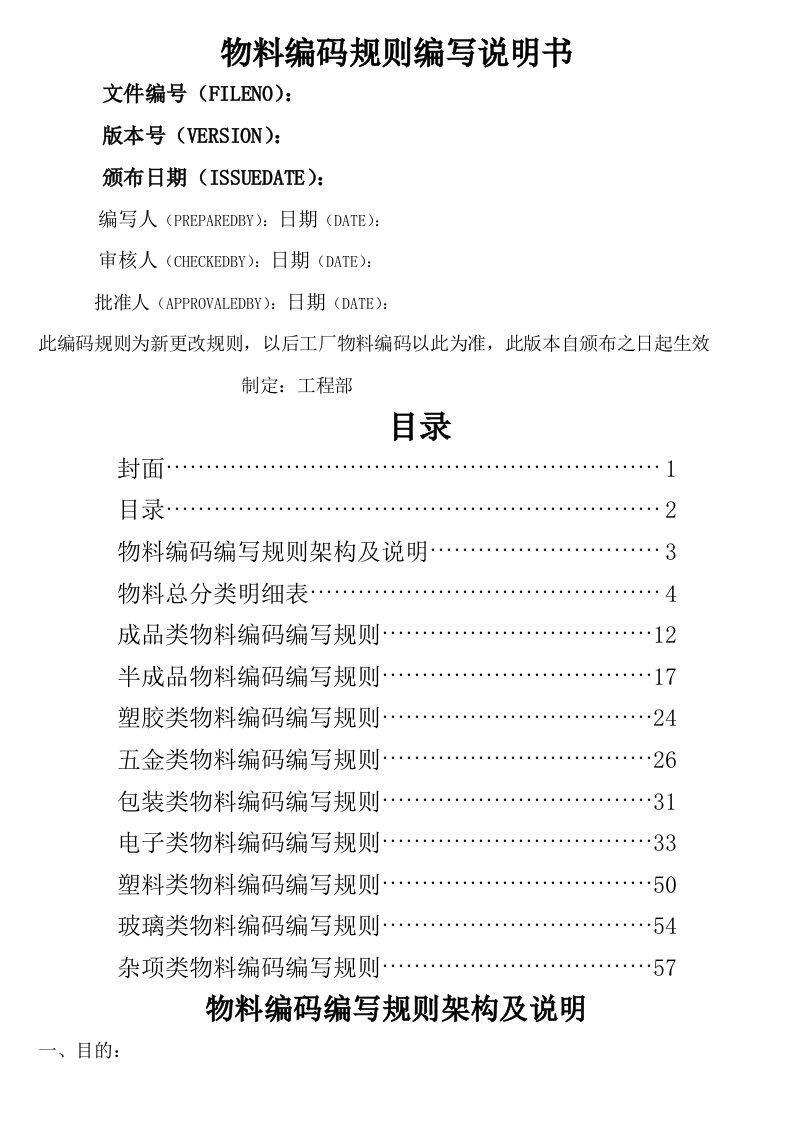 物料编码规则编写说明书