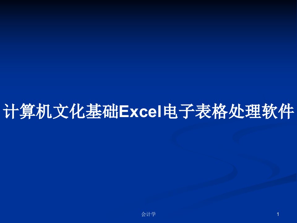 计算机文化基础Excel电子表格处理软件PPT教案