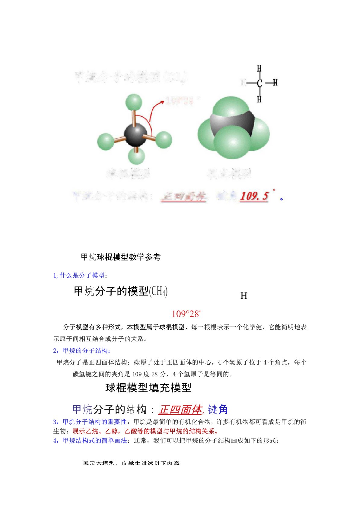 甲烷的分子模型