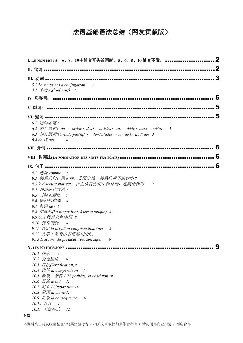 法语基础语法总结