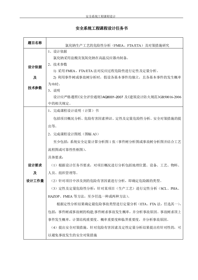 氯化钠生产工艺的危险性分析(fmea-fta-eta)及对策措施研究-安全系统工程课程设计方案-毕业论文