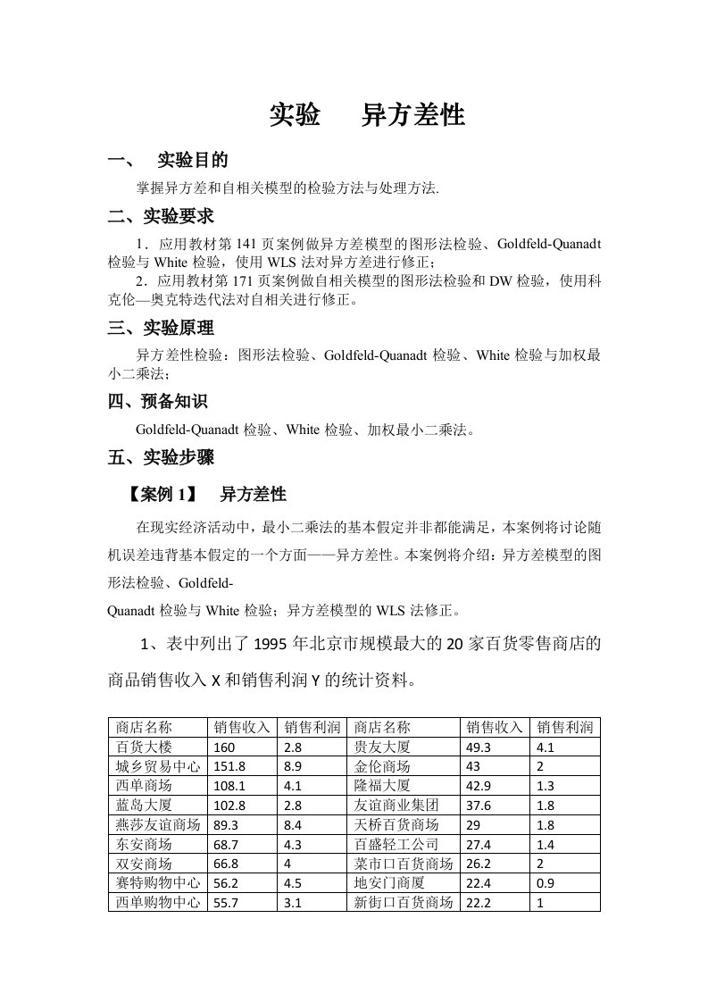 计量经济学实验报告