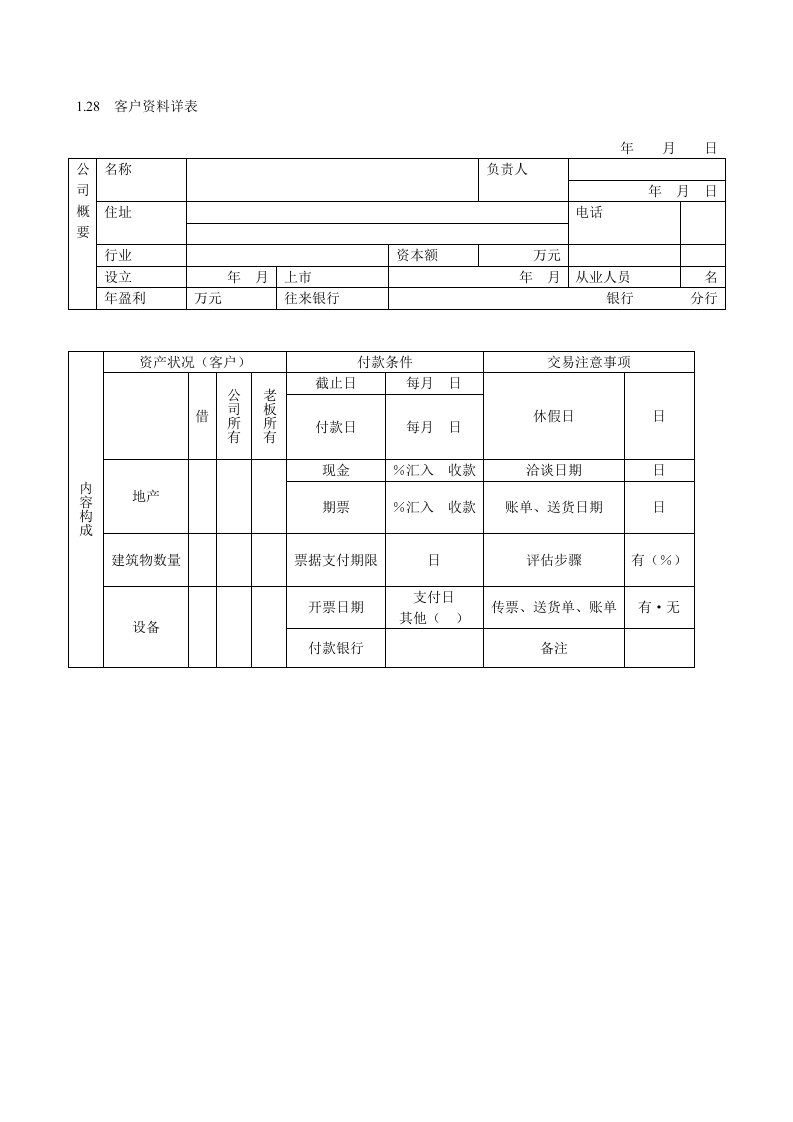 推荐-客户资料详表