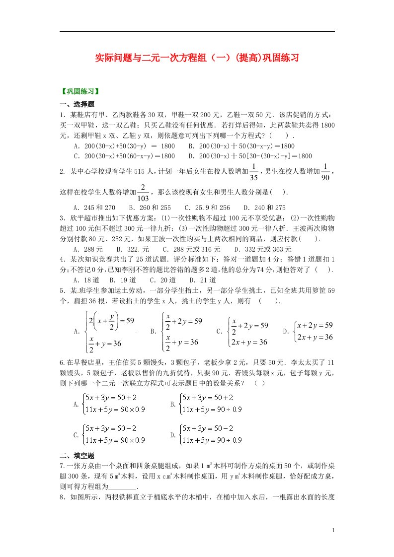 中考数学专练总复习