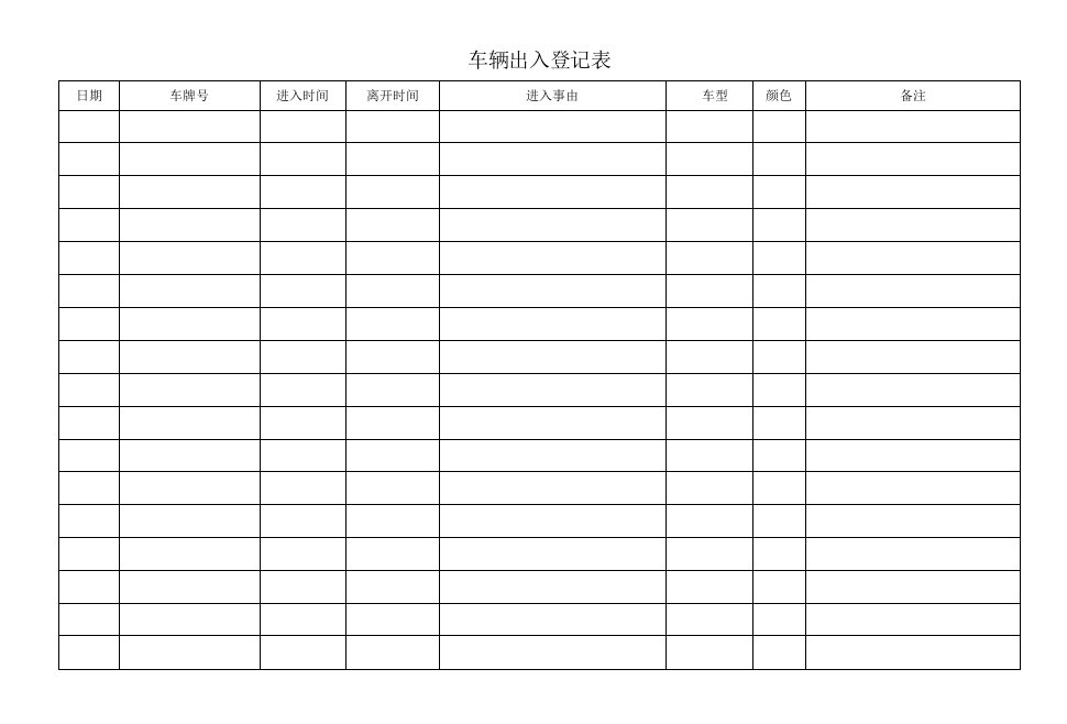 车辆出入登记表