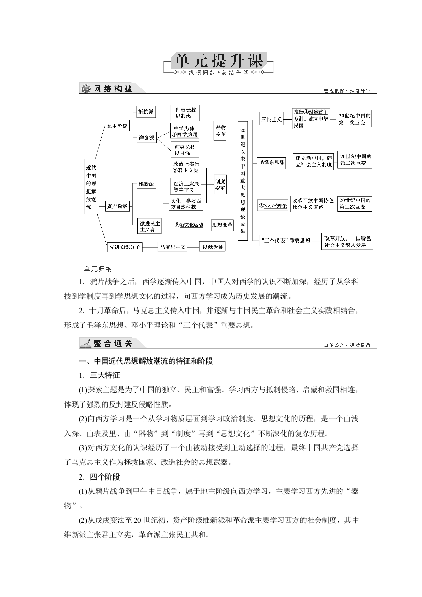 2019大一轮高考总复习历史（人教版）文档：第14单元提升课