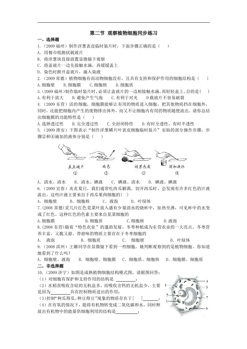 人教版生物七上第二节《