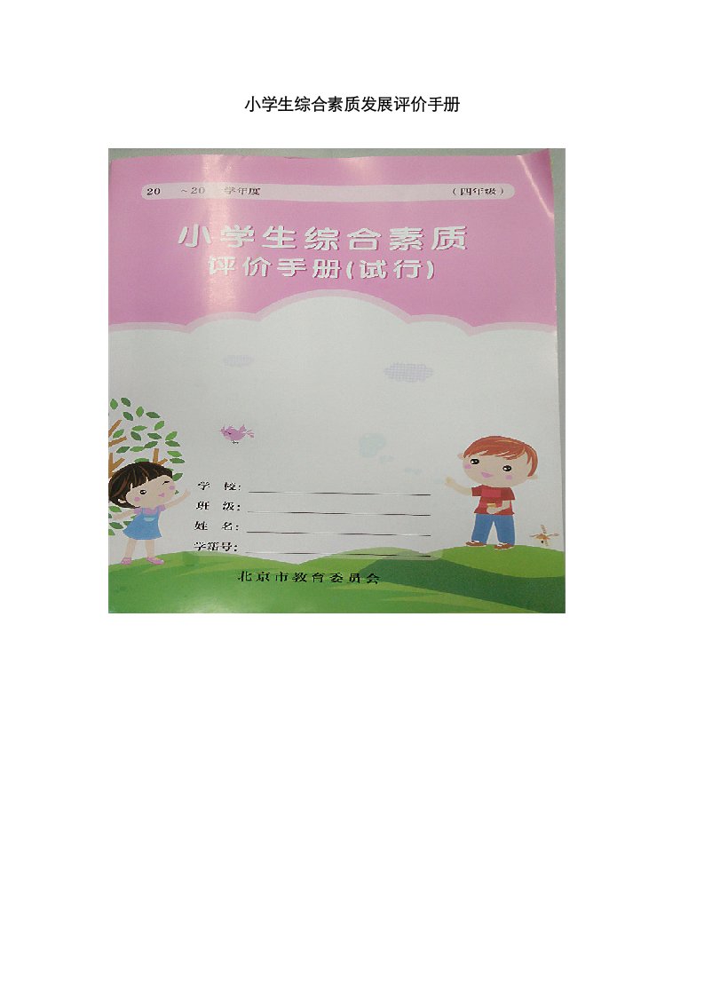 北京市小学生综合素质发展评价手册