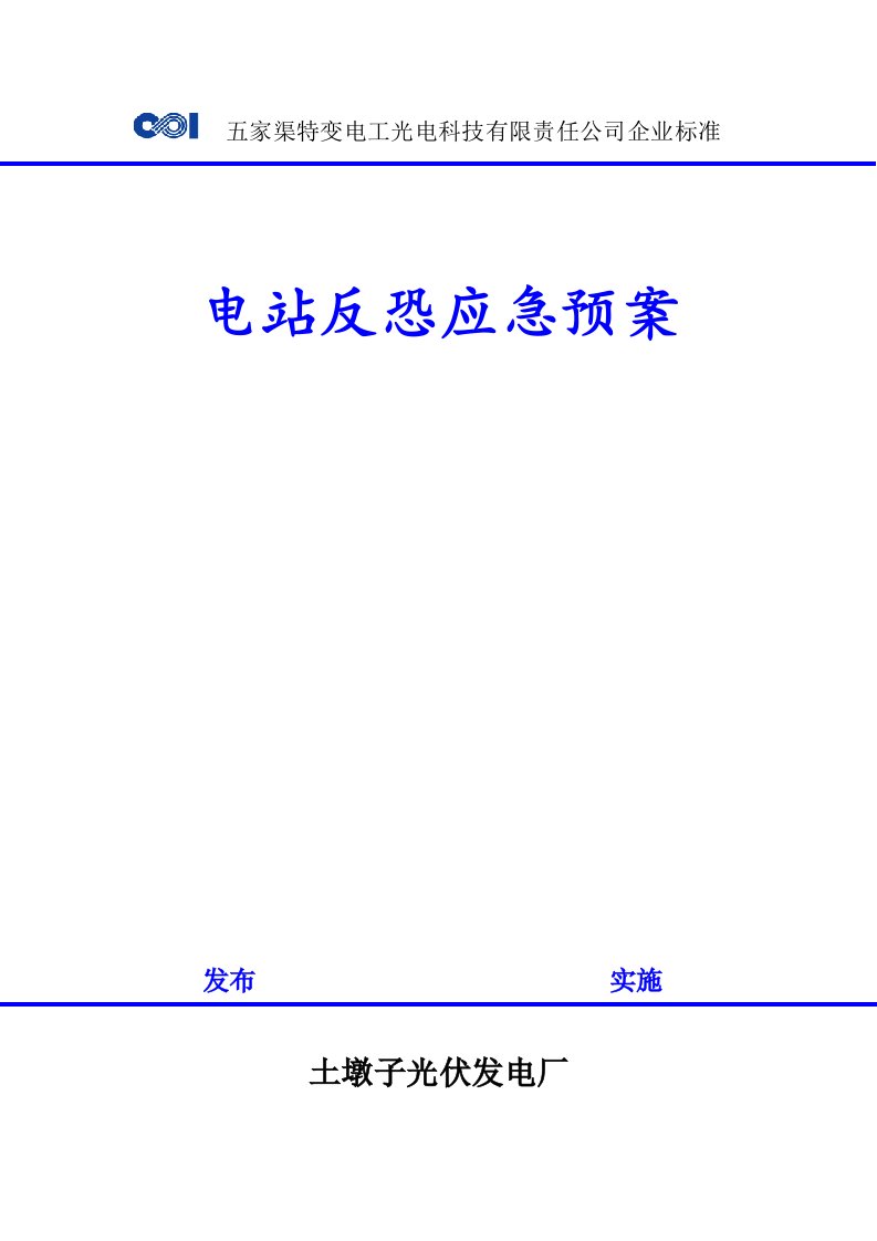 电站反恐应急预案