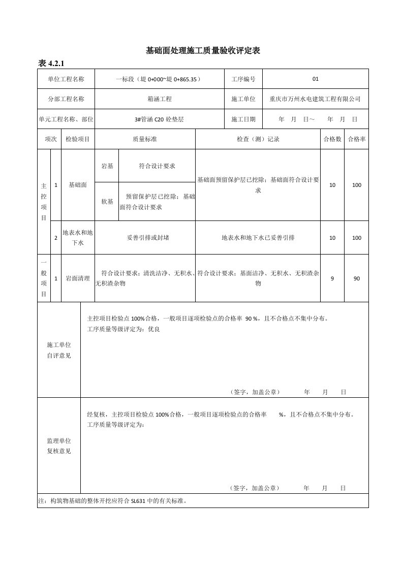 建筑资料-钢筋砼评定表3管涵垫层