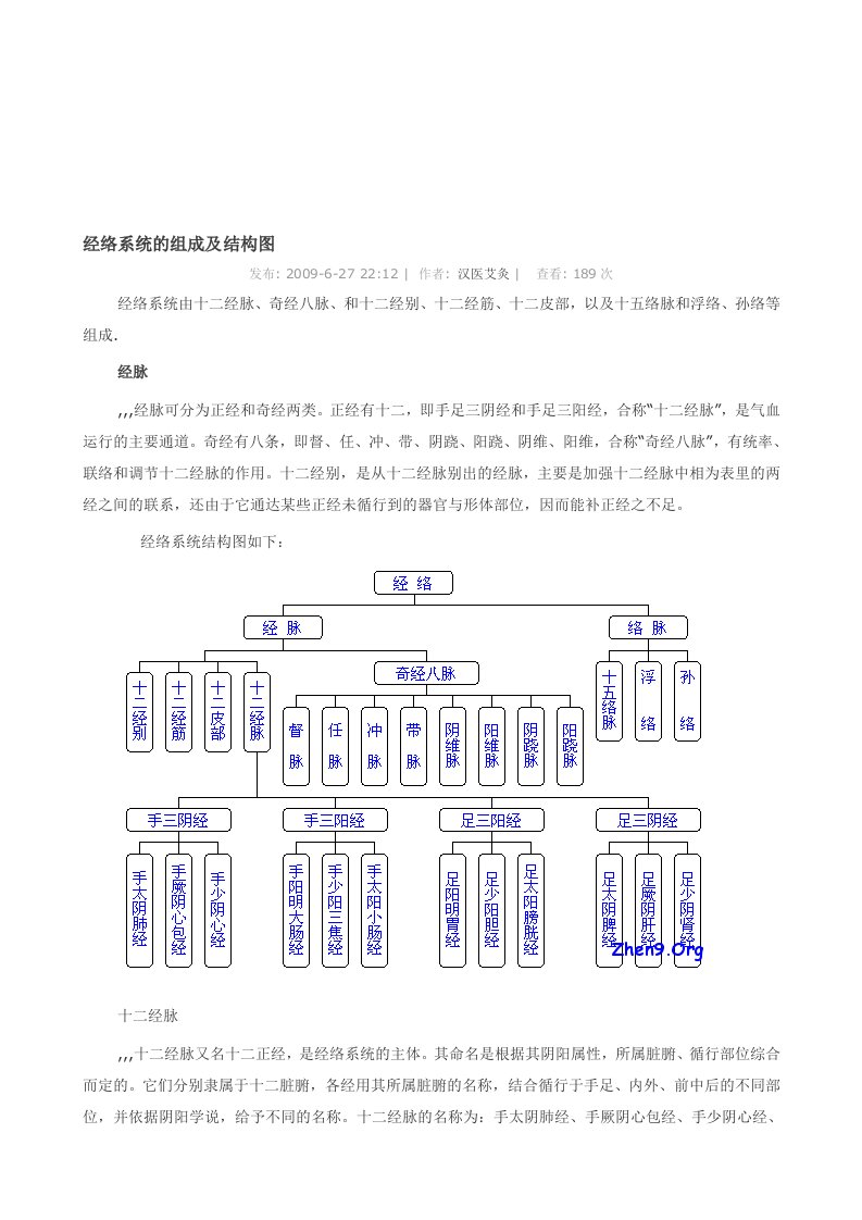 经络系统的组成及结构图