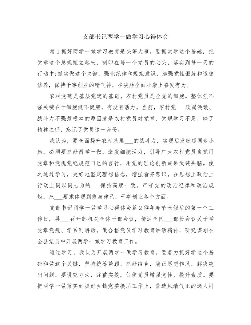 支部书记两学一做学习心得体会