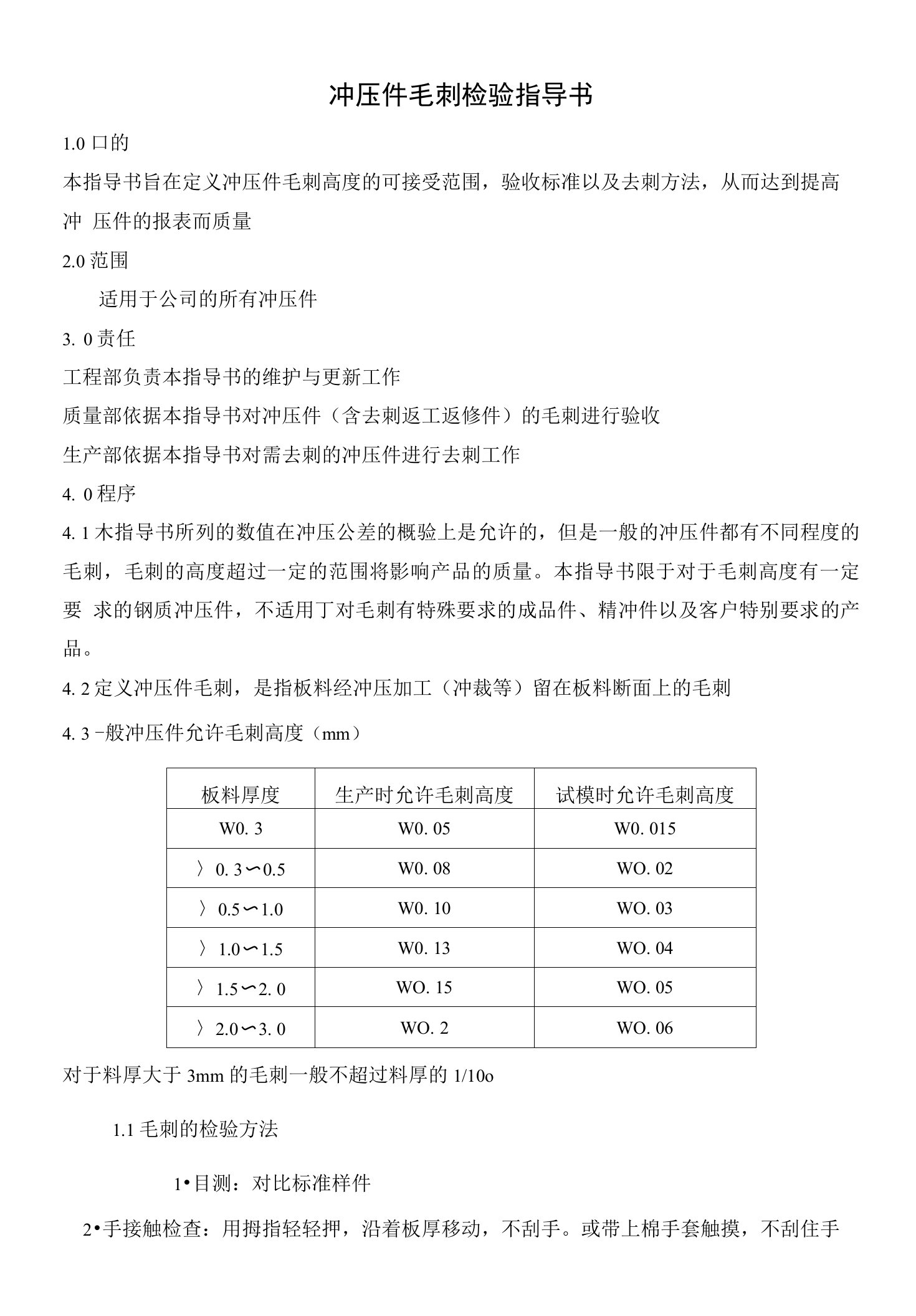 冲压件毛刺检验指导书