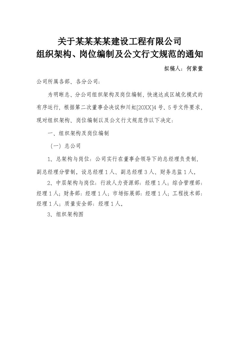 组织设计-总公司组织架构及总分公司公文行文规范