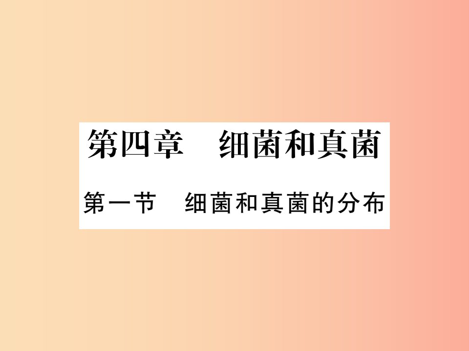 2019年八年级生物上册第五单元第四章第一节细菌和真菌的分布习题课件