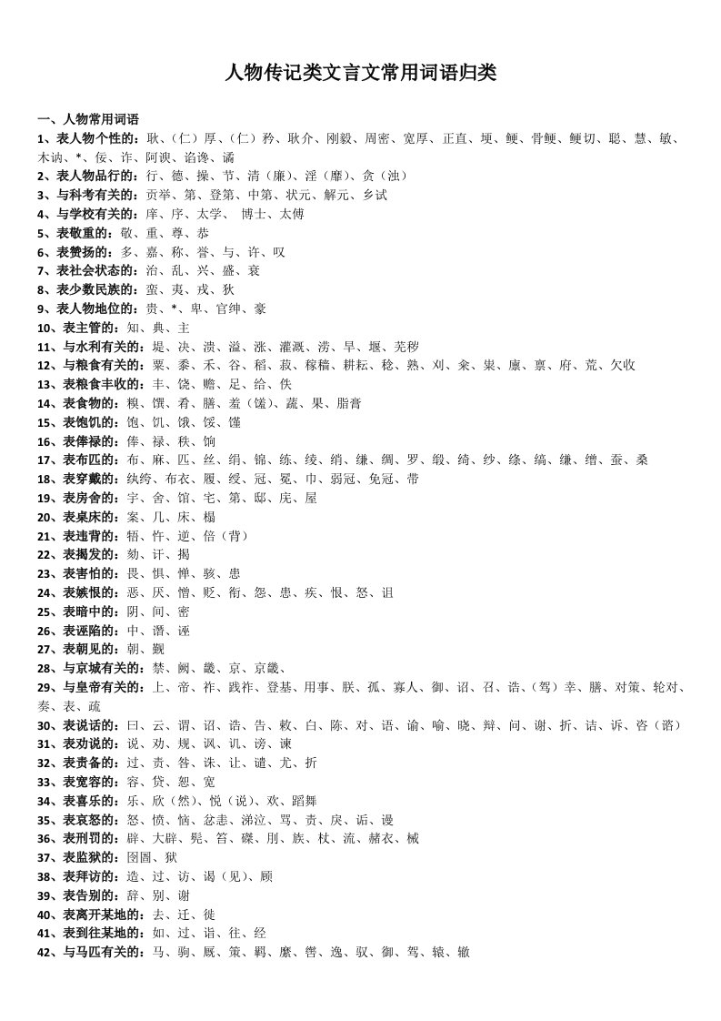 人物传记类文言文常用词语归类2