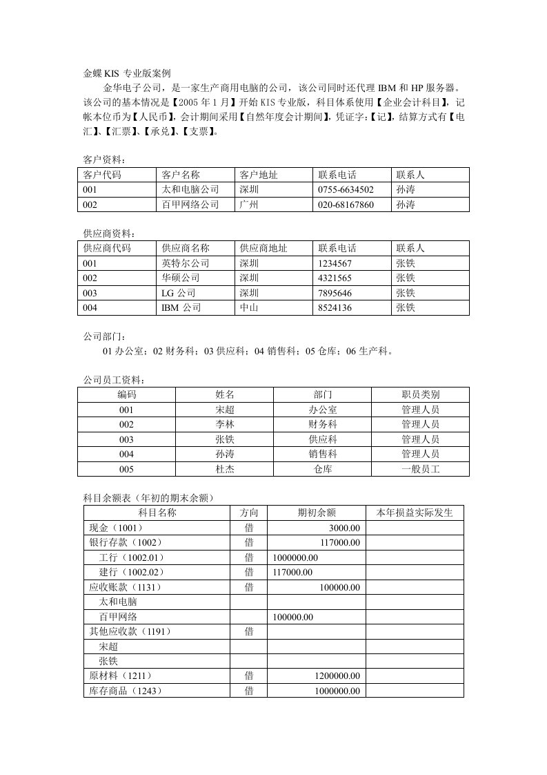 金蝶KIS专业版案例