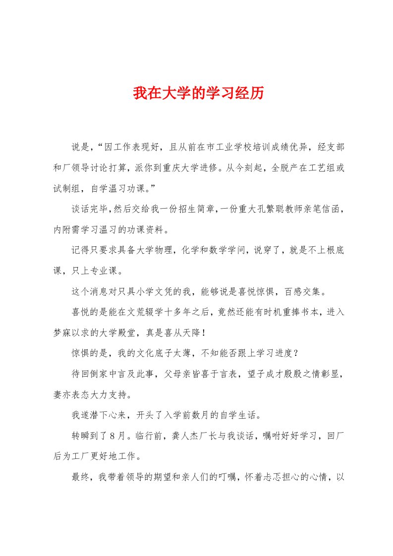 我在大学的学习经历