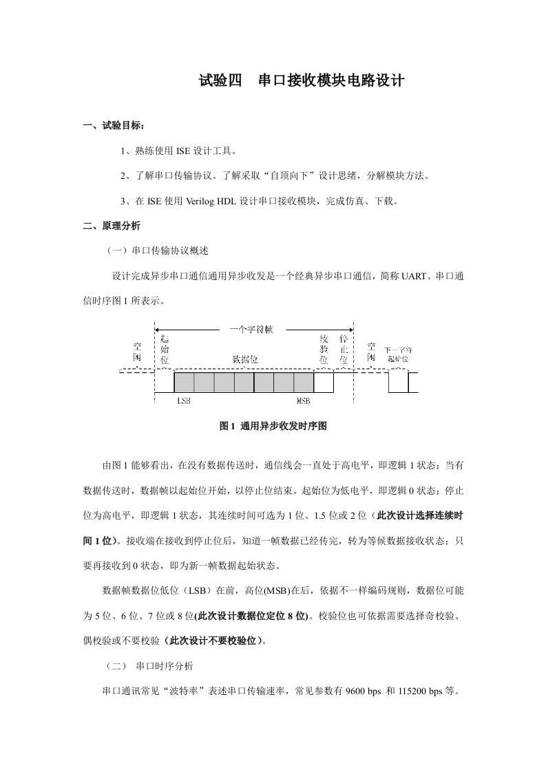 实验四串口接收模块电路设计样稿