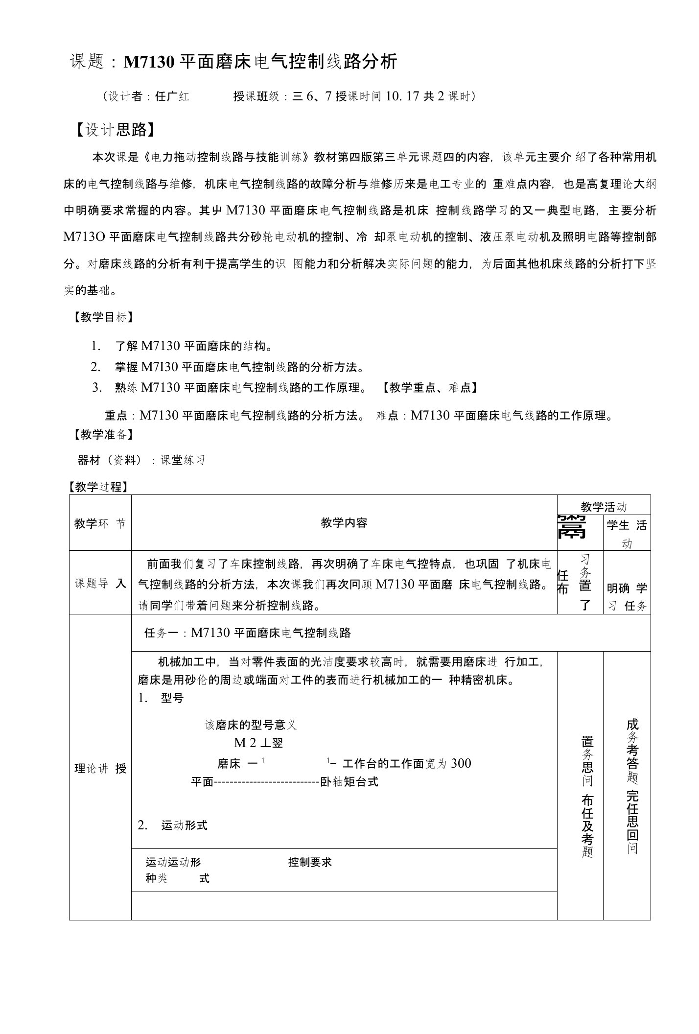 M7130平面磨床电气控制线路分析