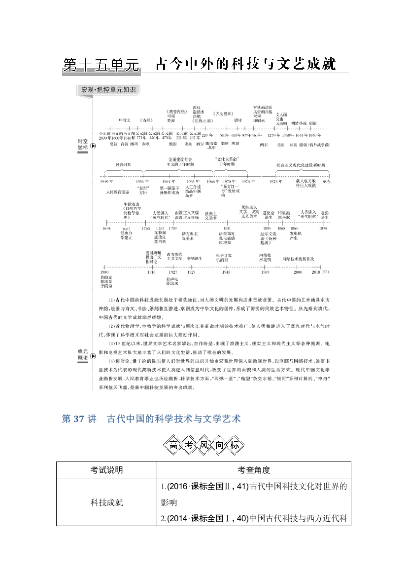 2019版高考历史创新大一轮人教版讲义：第十五单元