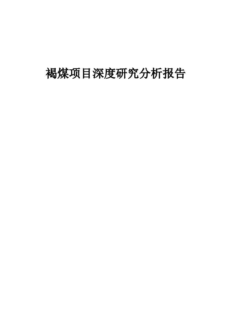 褐煤项目深度研究分析报告