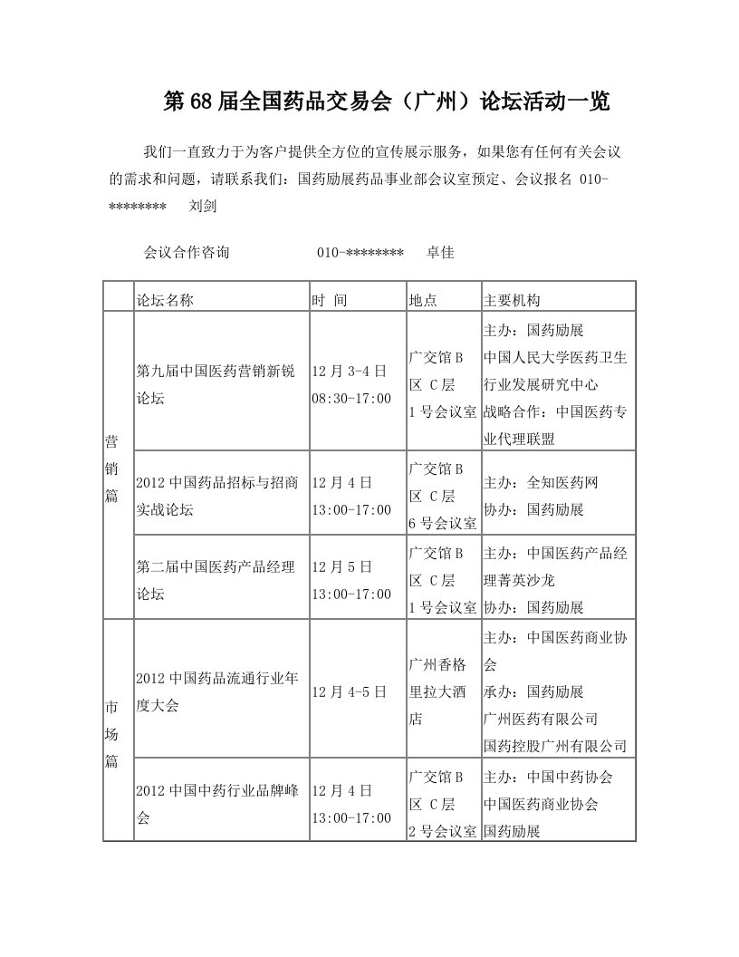 第68届全国药品交易会(广州)论坛活动一览