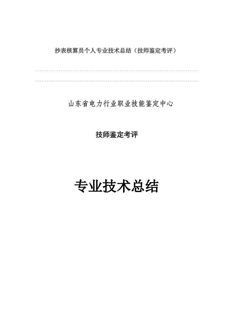 抄表核算员个人专业技术总结技师鉴定考评