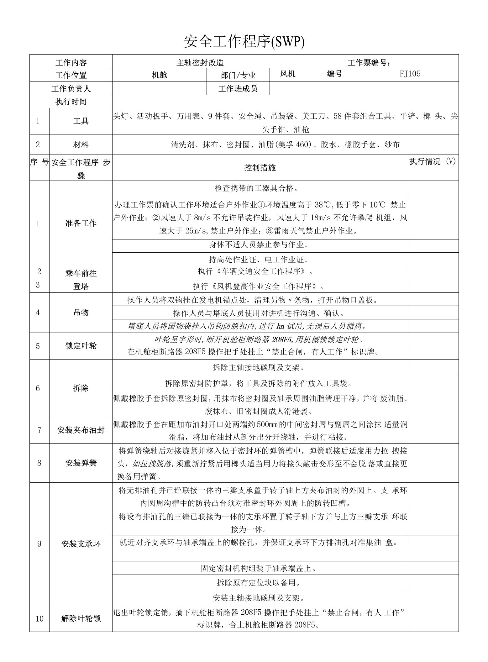 风机主轴密封改造SWP