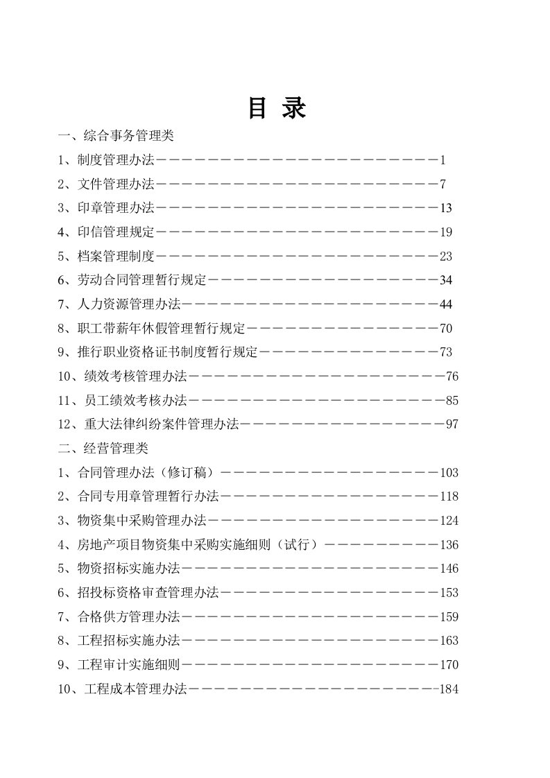 山东鲁能置业集团有限公司全套规章制度