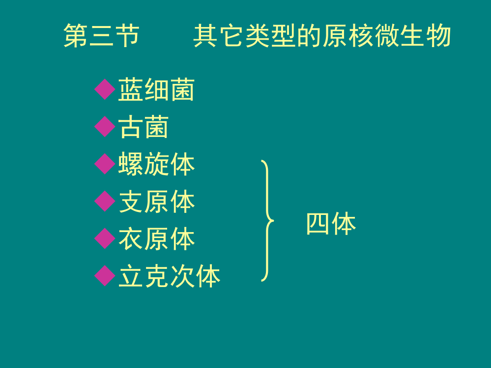 其它类型的原核微生物(支原体、衣原体、立克次体、螺旋体)