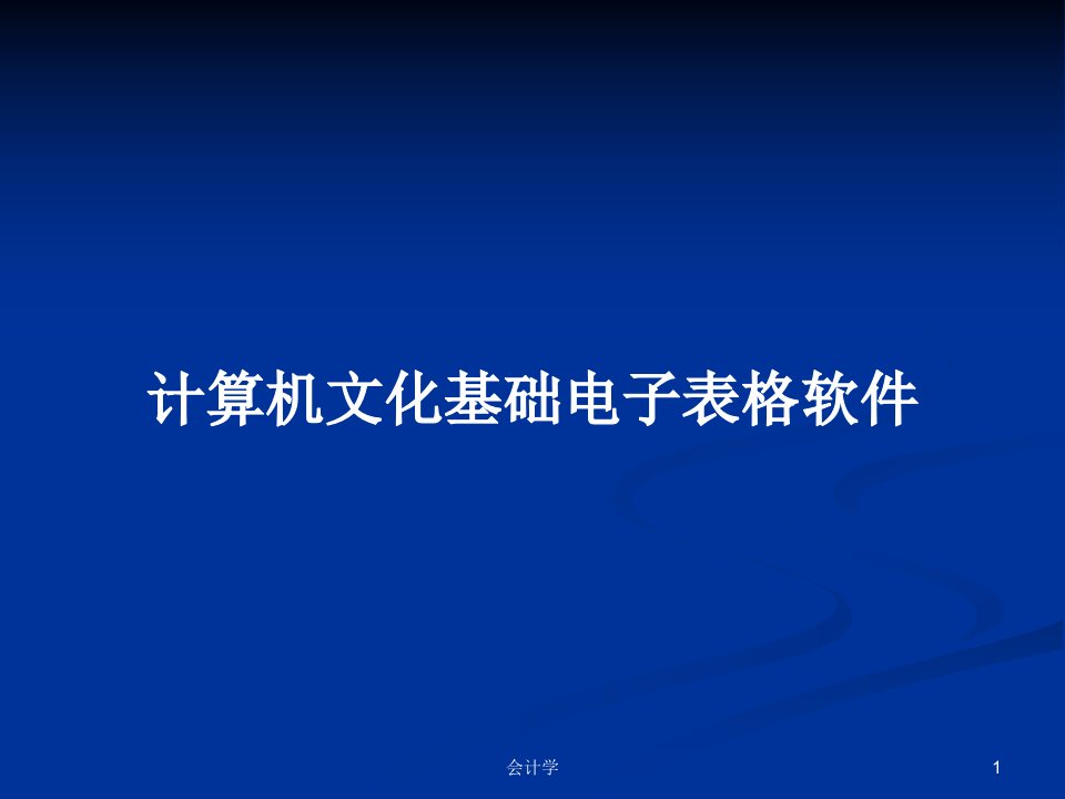 计算机文化基础电子表格软件PPT教案