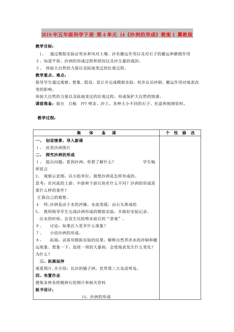 2019年五年级科学下册