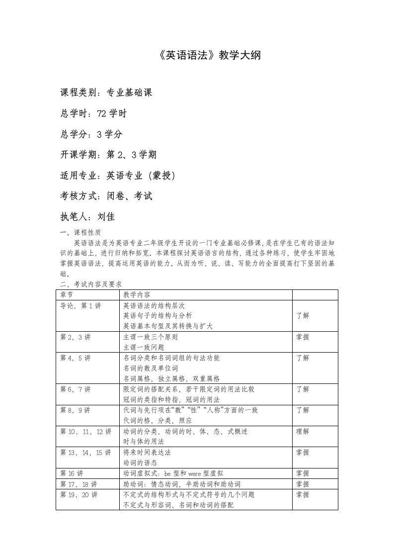 《英语语法》教学大