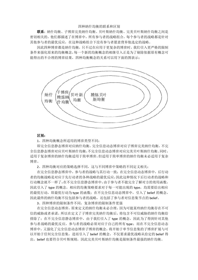 四种纳什均衡的联系和区别