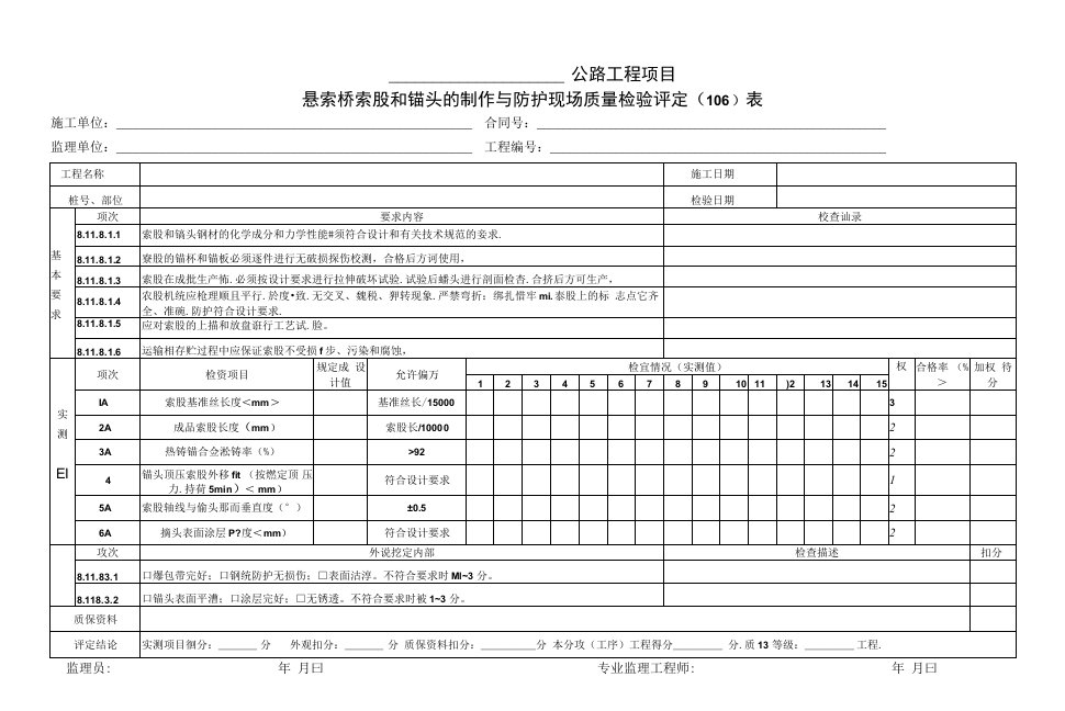 悬索桥索股和锚头的制作与防护