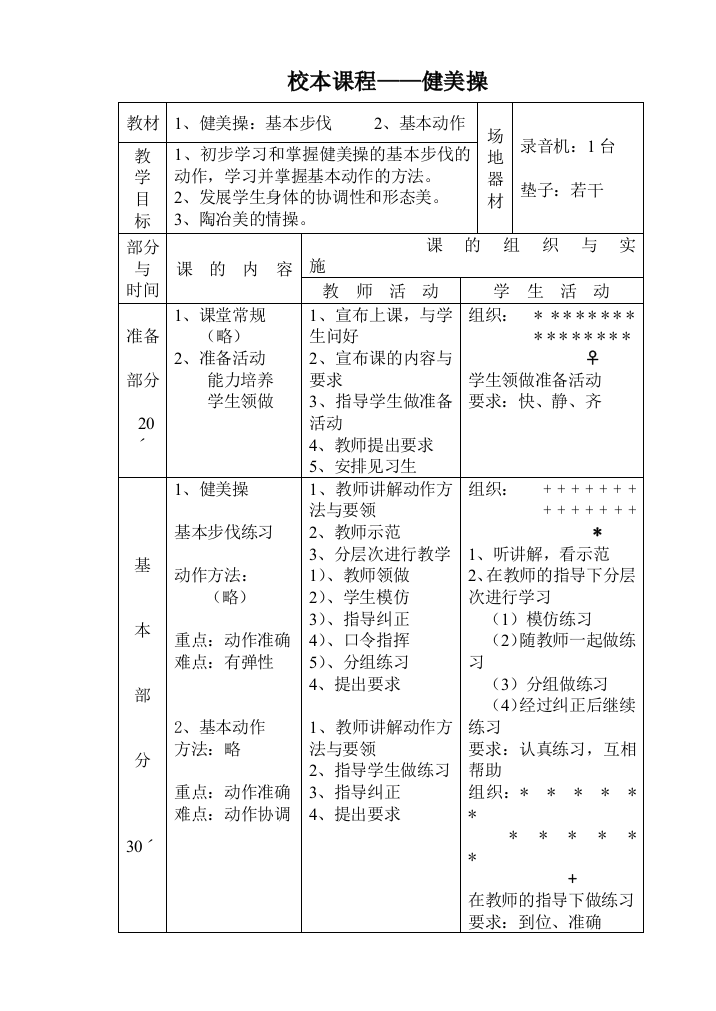 小学校本课程——健美操