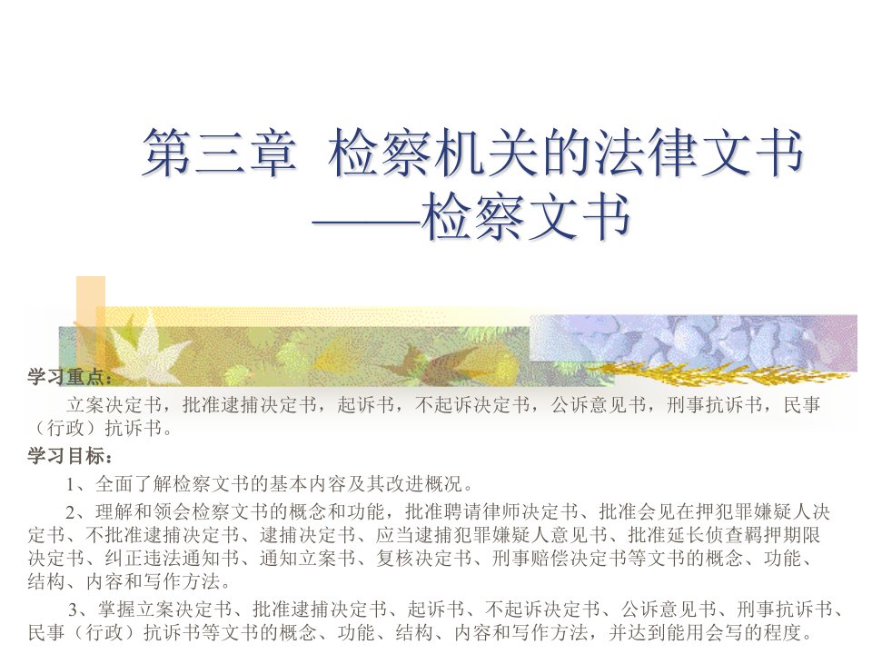 第三章检察机关的法律文书